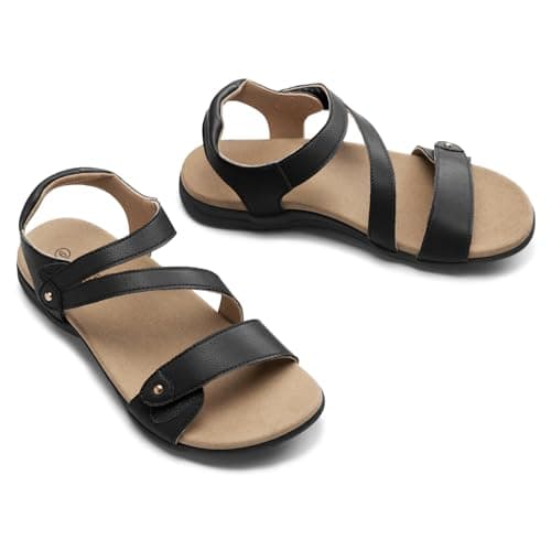 Rihero Orthopedic Sandals for Women Arch Support Comfortable Flat Sandals with Adjustable Strap for Summer Beach Walking view 6