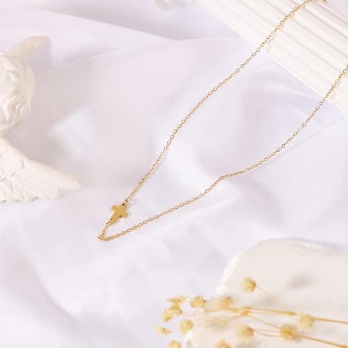 JNZSSWHJJH Easter Basket Stuffers - Cross Necklace for Women 18K Gold Plated Cross Necklace Dainty Gold Necklace for Women Teens Girls Gold Jewelry Easter Religious Christian Gifts view 6