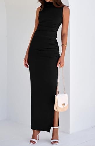 BTFBM Womens Two Piece Outfits Summer Lightweight 2026 Mock Neck Sleeveless Knit Tops Maxi Skirt Set Going Out Dress view 6