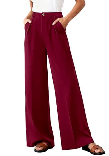 BTFBM Wide Leg Pants Woman 2026 High Waisted Button Business Casual Dressy Trousers Office Work Palazzo Pants Pockets — image 1
