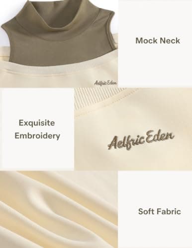 Aelfric Eden Womens Boxy Off The Shoulder Mock Neck Sweatshirt | Minimalist Workwear Style,Subtle Contrast Design,Sophisticated Casual,Relaxed Chic Fit,Versatile Everyday Wear,Soft Comfort view 6
