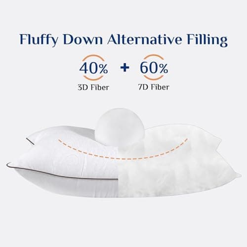 JOLLYVOGUE Standard Pillows Set of 2, Cooling and Supportive Pillows Full Size Set of 2 for Side and Back Sleepers, Down Alternative Hotel Collection Sleeping Pillow view 4