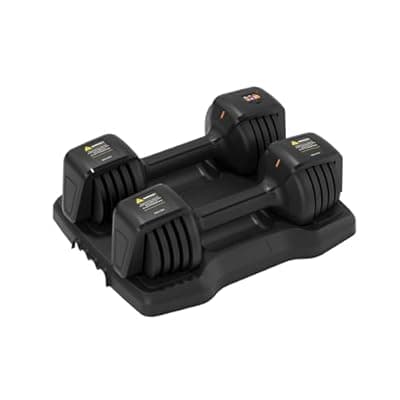 Smart Adjustable Dumbbell Set - Pair with Stand - Quick Adjustment, Secure Grip - Compact Home Gym Training Dumbbells for Men & Women with Voice Reminder & Motion Sensing Functions - 25LB