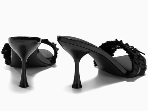 Coutgo Women's Open Toe Bow Tie Stiletto Mule Sandals view 5