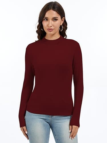 Jeqeocafy Women's Knitted Rib Mock Neck Long Sleeve Tshirt Fall Fashion Basic Thermal Underwear Tops Winter Clothes 2026 view 5