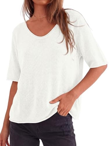 BTFBM Summer Sweaters for Women Lightweight 2026 Summer Oversized Short Sleeve Knitted Pullover Casual Loose Spring Tops view 6