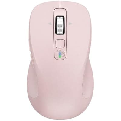 CITLLA Wireless Bluetooth Mouse (USB + BT1 + BT2), Full Size Mouse, 4-Way Scrolling, Multi-Device Silent for Computer, Laptop, iPad, MacBook (Pink)