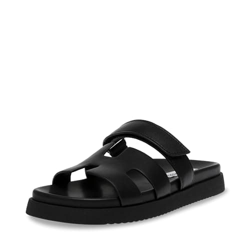 Steve Madden Women's Mayven Slide Sandal, Black Leather, 8