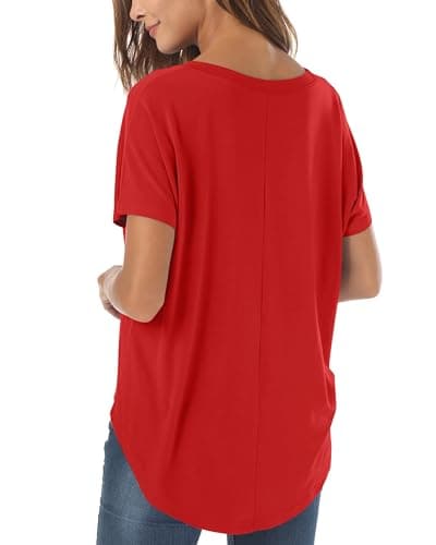 Herou Casual Summer Short Sleeve High Low Loose T Shirt Basic Tees Tops for Women view 3