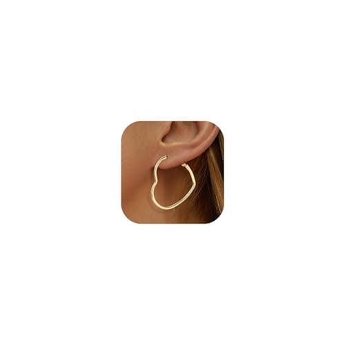 XIUQILAI Heart Earrings for Women, 14K Plated Gold/Silver Big Small Stainless Steel Hoops Earrings, Fashion Hypoallergenic Lightweight Heart Shape Jewelry 30/40/50/60mm view 1