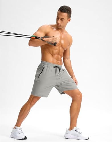 Pudolla Men's Athletic Shorts with Zipper Pockets 5"/7"/9" Lightweight Quick Dry Workout Gym Running Shorts view 6
