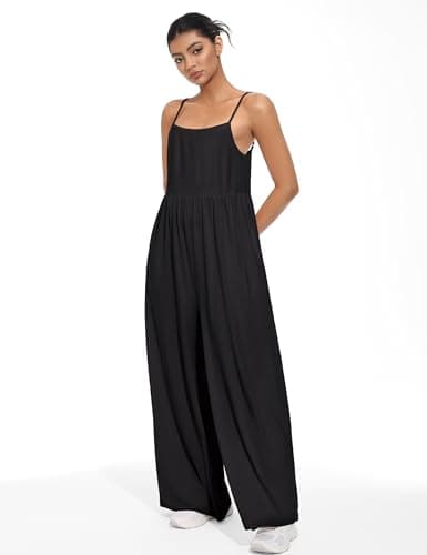 EUYZOU Jumpsuits for Women Casual Loose Fit Summer Outfits Wide Leg Rompers Sleeveless Vacation Trendy One Piece Jumpers view 5