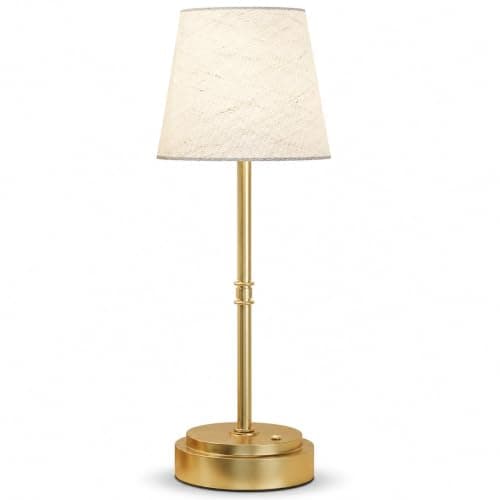 Rechargeable Cordless Table Lamp, Nightstand to End Table,Gold,1 Pack | 6000mAh Battery Operated, 16-Inch Antique Brass Aesthetic, For Kitchen Counter, Bathroom Vanity and Dining Room — image 1