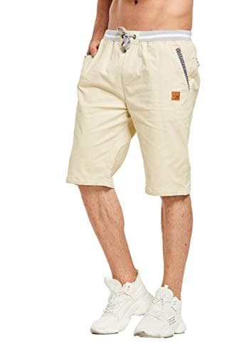 Tansozer Men's Shorts Casual Classic Fit Drawstring Summer Beach Shorts with Elastic Waist and Pockets view 4