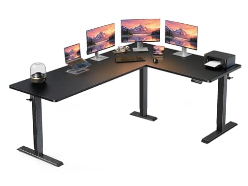 ErGear L Shaped Standing Desk, 75" x 63" Electric Adjustable Height Sit Stand Desk, Ergonomic Large Computer Table, Left & Right Interchangeable Installation, Suitable for Home Office Use, Black view 1