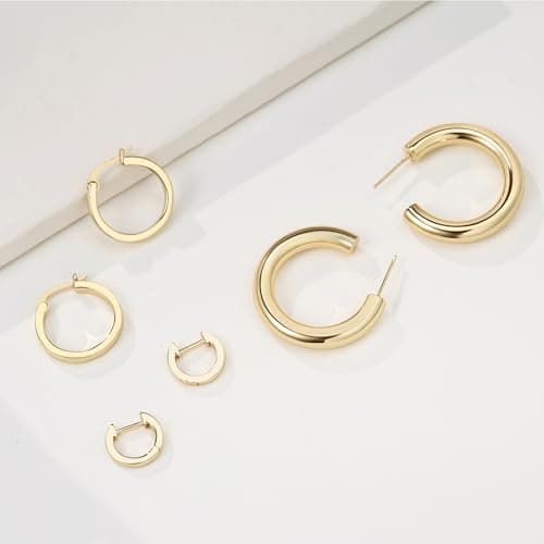 Gold Hoop Earrings for Women, 14K Gold Plated Hoop Earrings Fashion Lightweight Hypoallergenic Gold Earring Jewelry Thanksgiving Themed Earrings, Christmas Party Gift view 2