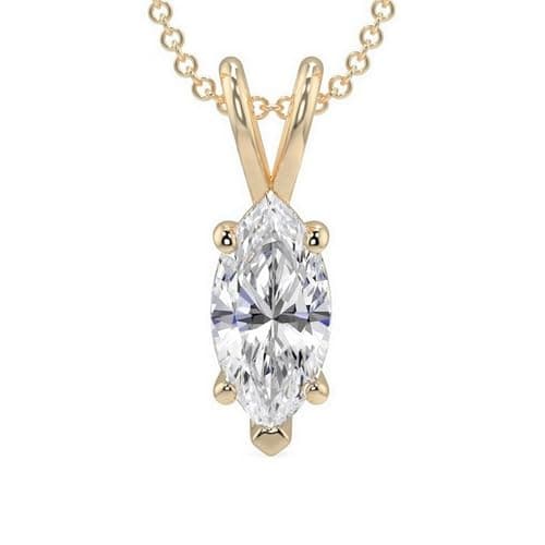 Fascinating Diamonds 2 Carat LAB GROWN Marquise Cut Diamond Solitaire Pendant IGI Certified 14K Yellow Gold 4 Prong Diamond Pendant Necklace For Women (E-F-G, VS1-VS2, 2 c.t.w)