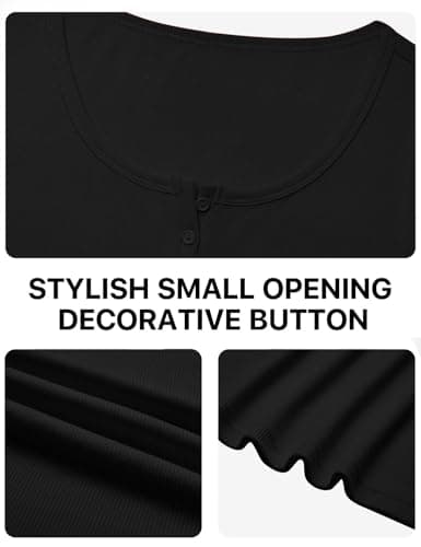 JUSTFASHIONNOW Womens Short Sleeve Tops Stretchy Henley Scoop Neck Fitted Casual Basic Ribbed T-Shirts 2026 Summer Trendy view 6