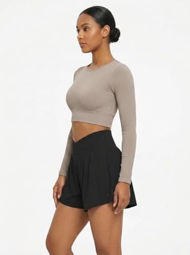 gaimoliso Crossover 2-in-1 Flowy Workouts Shorts Women Running Shorts with Pockets Spandex Shorts for Athletic Tennis Skorts view 2