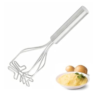 Potato Masher, Heavy Duty Stainless Steel Integrated Masher Kitchen Tool Wire Masher for Potatoes, Avocados, Beans, Fruit & Vegetables