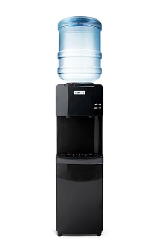 Igloo Top Loading Water Cooler with Removable Drip Tray & Energy-Saving Features- Water Tower with Hot, Cold Temperature Settings- Water Dispenser Fits 3 & 5-Gallon Jugs with Child Safety Lock- Black view 1