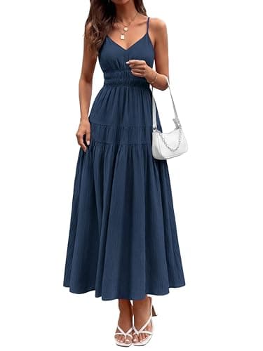 KIRUNDO Maxi Dresses for Women 2026 Summer Sleeveless Spaghetti Strap Long Flowy Beach Vacation Dress Boho A Line Sundress — image 1