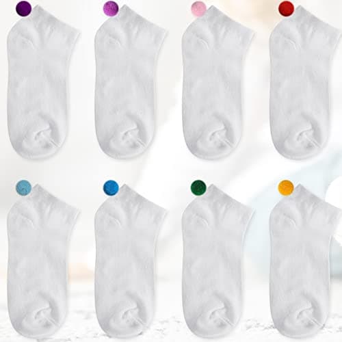 Vicenpal 8 Pairs Women Pom Pom Socks Ankle with Balls on the Back Cosplay Seamless Socks view 4