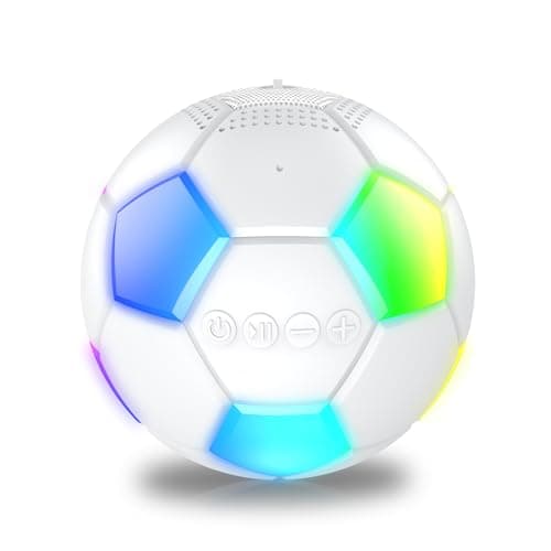 RZLCCL Soccer Ball Shaped Speaker, Portable Wireless Speaker with LED Light, IPX6 Waterproof, 5W Stereo, TWS Pairing, Suitable for Outdoor Travel Speakers for Sports Fans - White — image 1