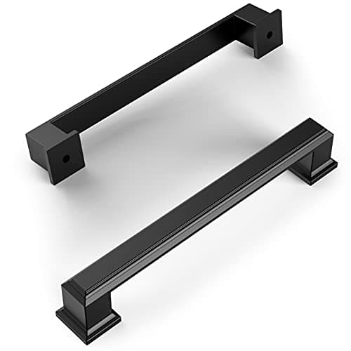 Amerdeco 10 Pack Matte Black 5 Inch(128mm) Hole Centers Kitchen Cabinet Pulls Cabinet Hardware Kitchen Handles for Cabinets Cupboard Handles Drawer Pulls — image 1