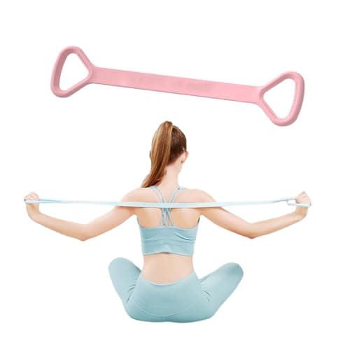 Figure 8 Resistance Band, Arm Back Shoulder Exercise Elastic Rope Stretch Fitness Band, Foot, Leg, Hand Stretcher, Arm Exerciser for Yoga Pilates Stretching Physical Therapy, Home Gym Workout（ Pink — image 1