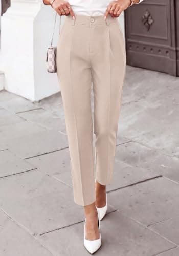 BTFBM Dress Pants Women Work Business Office Ankle Trousers Pockets view 6