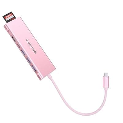 LENTION 7-in-1 USB C Multiport Hub with 4K HDMI, 100W PD, 3 USB 3.0 Ports, SD/MicroSD Card Reader Compatible MacBook Pro/Air 2016-2025 (CB-C36B, Rose Gold)