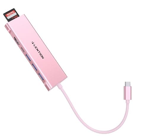 LENTION 7-in-1 USB C Multiport Hub with 4K HDMI, 100W PD, 3 USB 3.0 Ports, SD/MicroSD Card Reader Compatible MacBook Pro/Air 2016-2025 (CB-C36B, Rose Gold) — image 1