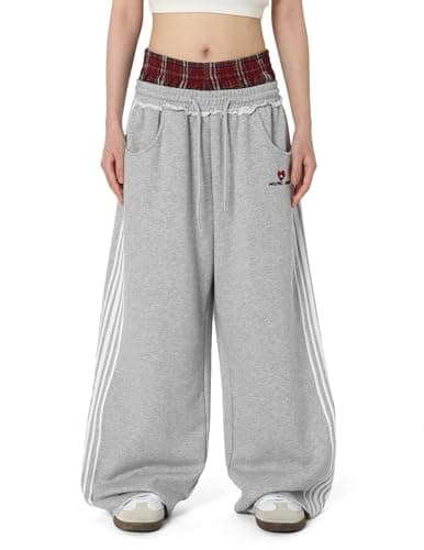 Aelfric Eden Baggy Wide Leg Sweatpants for Women Men Double Elastic Waisted Streetwear Y2K Casual Trouser with Pockets