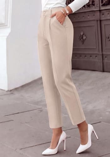 BTFBM Dress Pants Women Work Business Office Ankle Trousers Pockets view 5