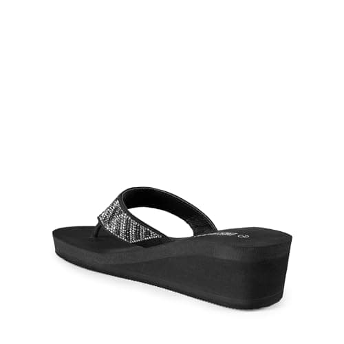 DREAM PAIRS Women's Rhinestone Platform Wedge Flip Flops Summer Beach Comfortable Thong Sandals view 4