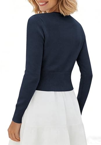 Women’s Spring V Neck Cardigan Lightweight Cropped Button Down Knit Sweater for Layering,Office Casual Wear view 6