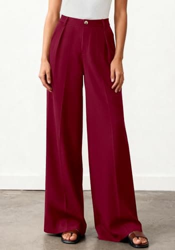 BTFBM Wide Leg Pants Woman 2026 High Waisted Button Business Casual Dressy Trousers Office Work Palazzo Pants Pockets view 6