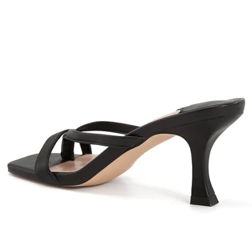 Ermonn Womens Kitten Heels Sandals Square Open Toe Thong Slides Backless Slip on Slippers Shoes view 6