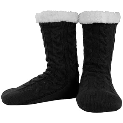 BenSorts Men Fuzzy Slipper Socks with Grippers Non Slip Indoor House Socks Christmas Gifts