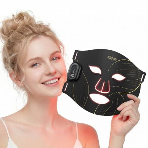 Cordless Red Light Therapy Mask for Face, 4 Modes Lightweight LED Mask with 850nm Infrared, 10-Min Timer for At-Home Skincare 272 LED Beads