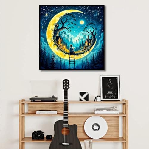 igoodom Diamond Art Kits for Adults, Fantasy Moon Diamond Painting Kit, Full Drill Round Diamond Art Kits, DIY Gem Art and Crafts for Home Wall Decor Gift 14x14inch view 5