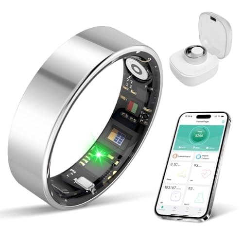 BIEMHA IP68 Waterproof Smart Ring - Fitness & Health Tracker with Sleep/Exercise Monitoring, Unisex for Women Men, iOS & Android Compatible, Long Lasting Battery Life, No Subscription (Silver, 9) — image 1