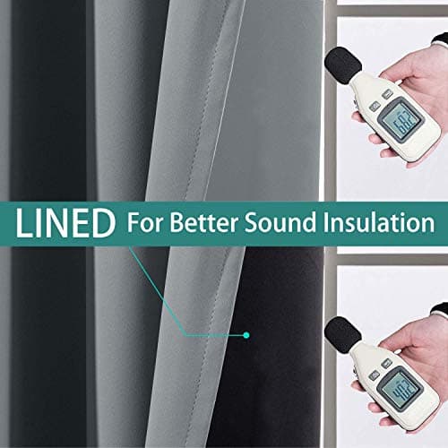 Yakamok 100% Blackout Curtains 84 Inches Long, 2 Thick Layers Heat and Full Light Blocking Soft Thermal Insulated Drapes for Bedroom(52" Wide Each Panel, Grey, 2 Panels) view 5