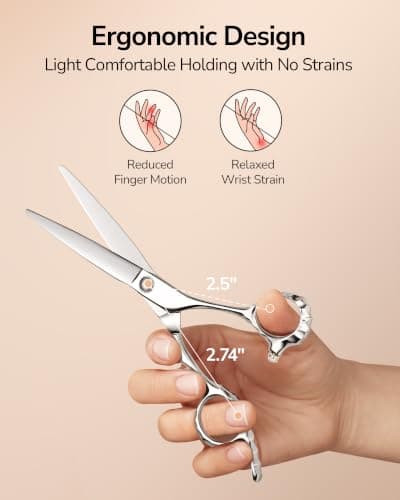 ULG Professional Hair Cutting Scissors & Shears, 6.5" 440C Japanese Stainless Steel Barber Scissors, Hand-Honed Razor Sharp Blades & Ergonomic Offset Handle for Salon & Home Use view 5