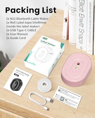 NADAIIN N12 Label Maker Machine with Tape, Mini Bluetooth Label Printer, Small Labeler Portable Thermal Label Makers Multiple Templates for Home School Office Kitchen view 5
