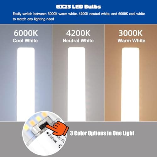 Amazing power GX23 LED Bulb 3 Color Temperature 3000K/4200K/6000K, 6W GX23-2 2 Pin LED, Replacement for 13-18W CFL, Home Office Commercial Lighting (2 Pack) view 2