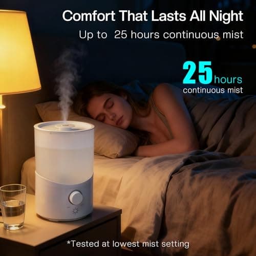 Cool Mist Humidifier for Bedroom, 3L Top Fill Ultrasonic Air Humidifier with Adjustable Knob Control, Quiet Operation, Auto Shut-Off, BPA-Free for Home, Baby, Office, Plants M4 view 4