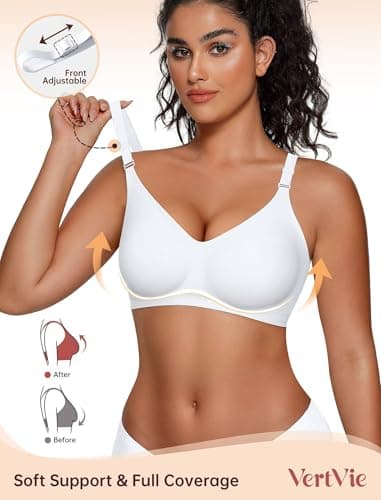 Vertvie Womens Wireless Jelly Bras No Underwire Push Up Seamless Bra Supportive Full Coverage Bralette Regular and Plus Size view 2