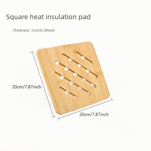 Natural Bamboo Ceramic Pot Tray Heat Bowls Insulation pad, Durable Anti-Hot Insulation pad for Hot Dishes, Bowl, Teapot, Hot Pot Holders Tray Soup Bowl Tray Table mat (7.87 * 7.87, Square) view 2